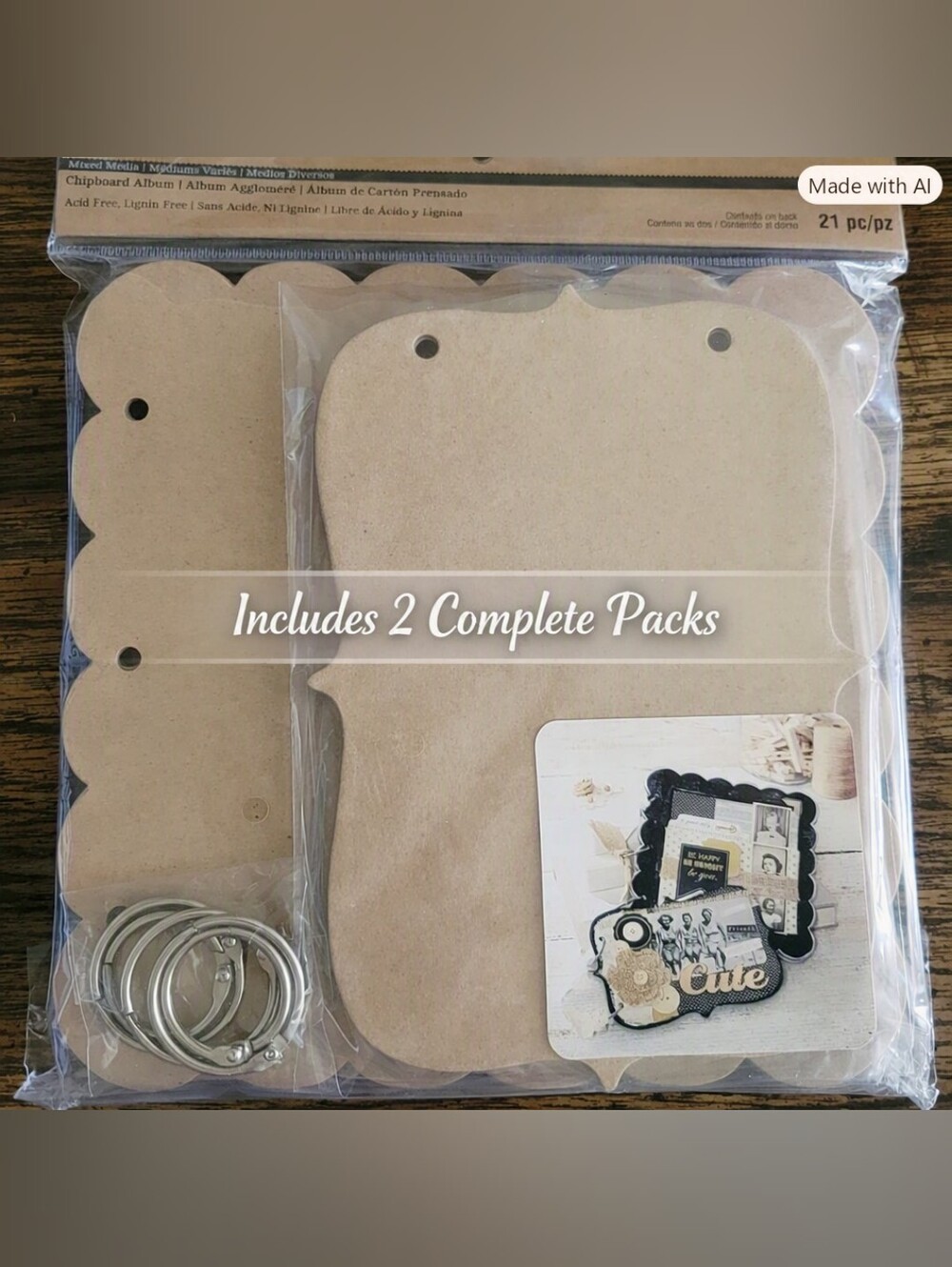 Set Of 2 Recollections Necessities Chipboard Scrapbook Memory Book Kit  21 Pc
